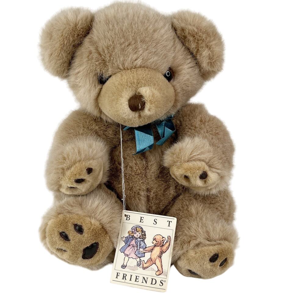 Vintage Best Friends Bear 1985 Brown Blue Bow 13" New
